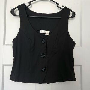 Women's Black Button-Down Vest